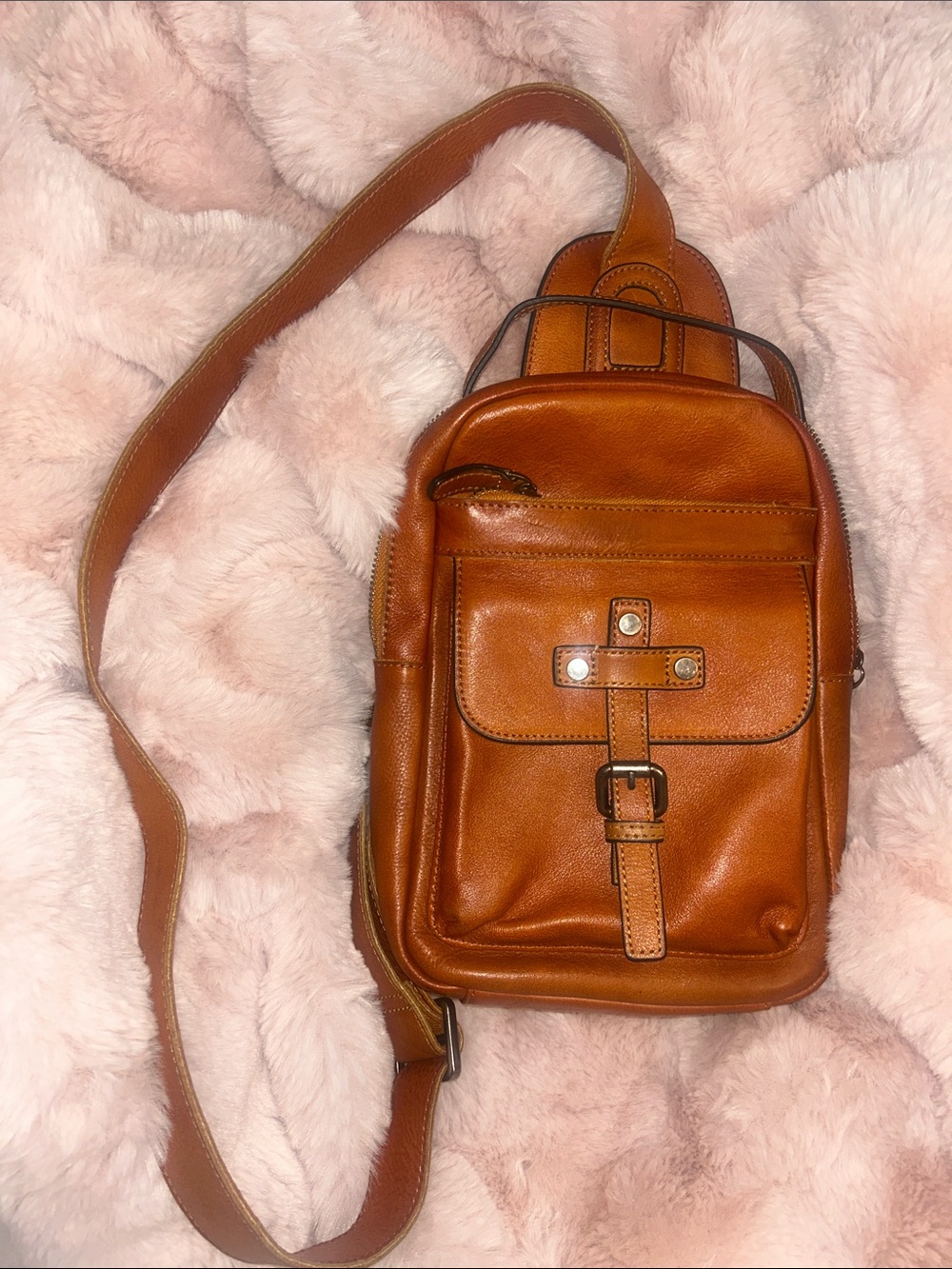IVTG  Leather Crossbody Bag for - Tan